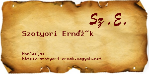 Szotyori Ernák névjegykártya